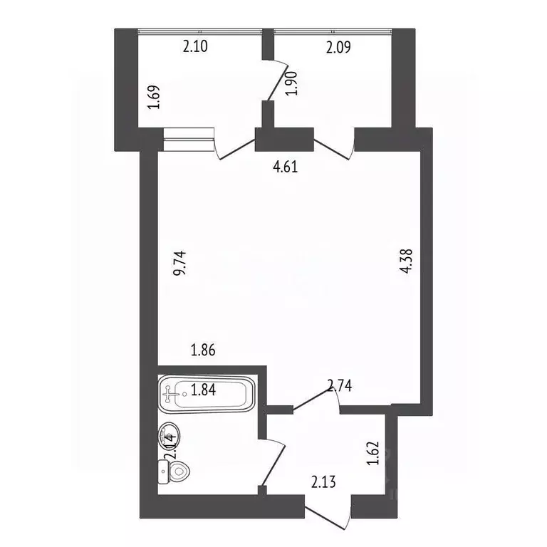 Студия Ростовская область, Аксай ул. Речников, 16к2 (34.0 м) - Фото 2