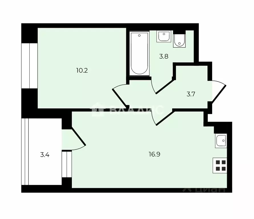 1-к кв. Санкт-Петербург дор. Торфяная, 15к3 (34.6 м) - Фото 1