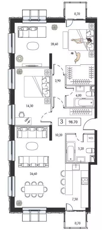3-комнатная квартира: Москва, проспект Андропова, 9/1к3 (98.7 м) - Фото 1