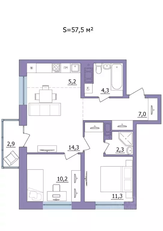 3-к кв. Карелия, Петрозаводск Перевалка-2 мкр,  (57.5 м) - Фото 1