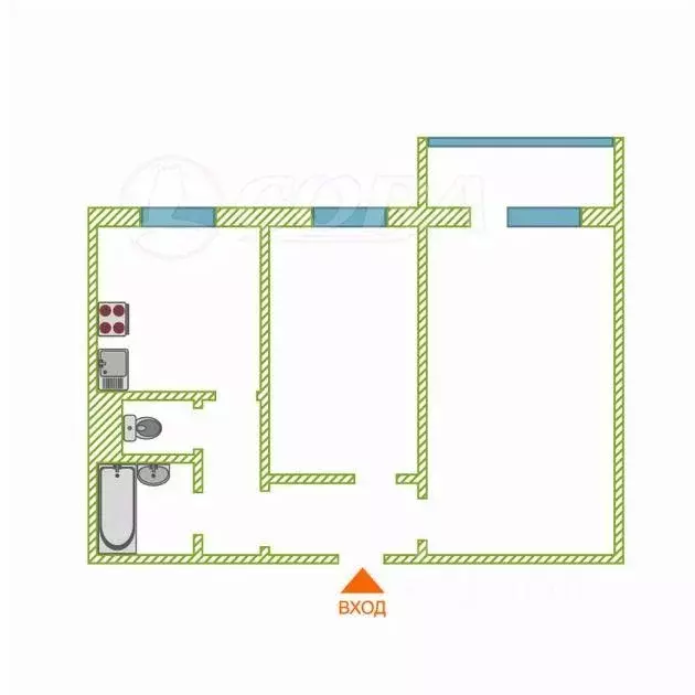 2-к кв. Курганская область, Курган Заозерный жилрайон, 2-й мкр, 12 ... - Фото 1