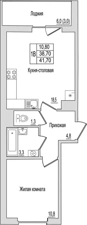 1-комнатная квартира: Псков, улица Юности, 10к2 (41.7 м) - Фото 1