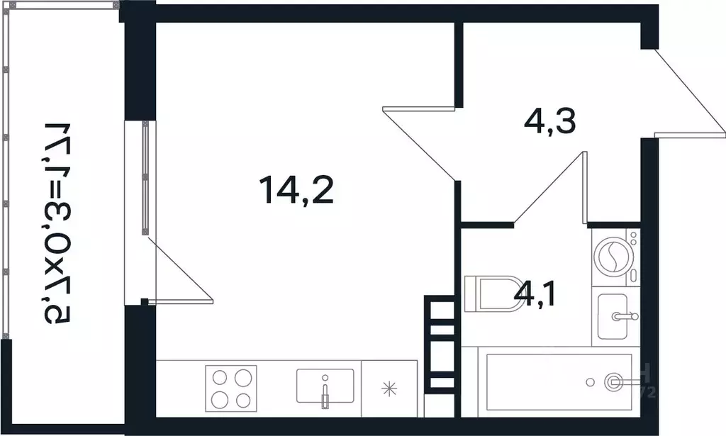 Студия Краснодарский край, Краснодар Новая Елизаветка мкр, ул. Имени ... - Фото 1