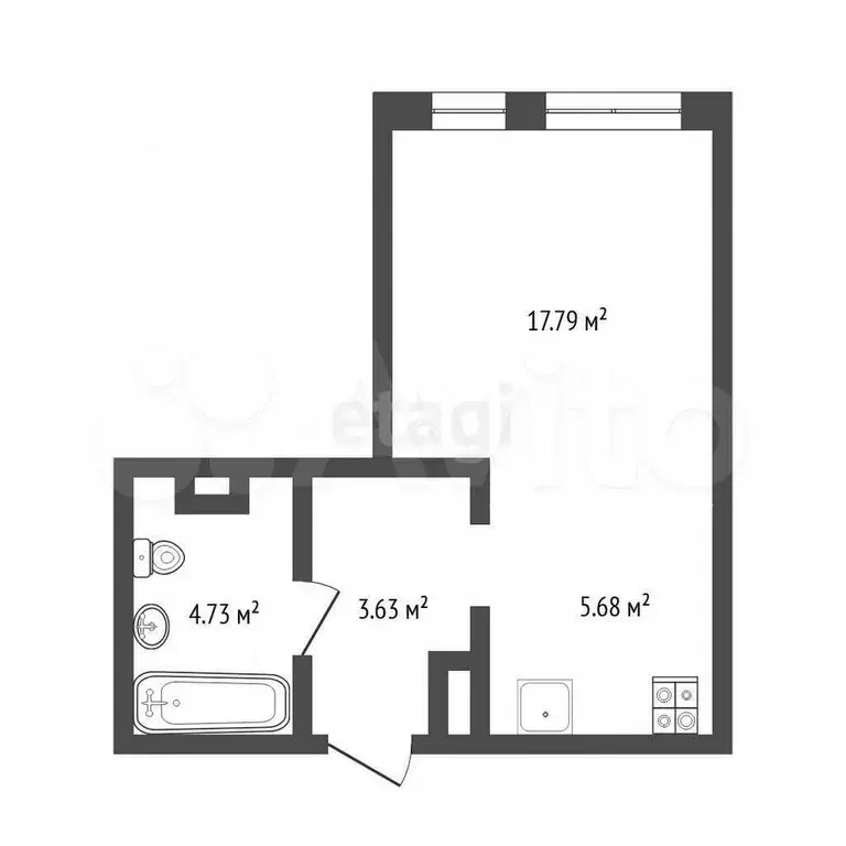 Квартира-студия, 26,2 м, 4/12 эт. - Фото 0