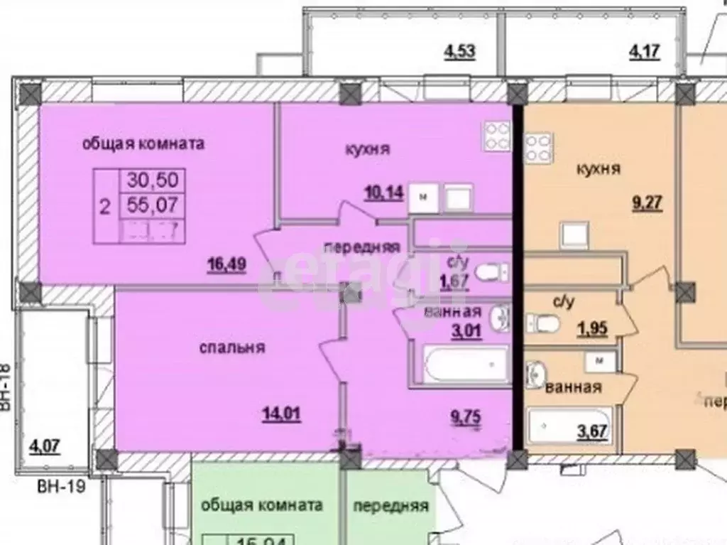 2-к кв. Белгородская область, Белгород Садовая ул., 118ж (57.1 м) - Фото 1
