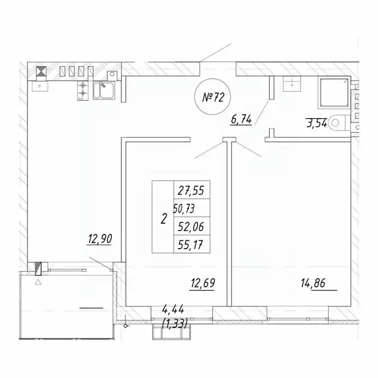 2-к кв. Калининградская область, Зеленоградск  (55.17 м) - Фото 1