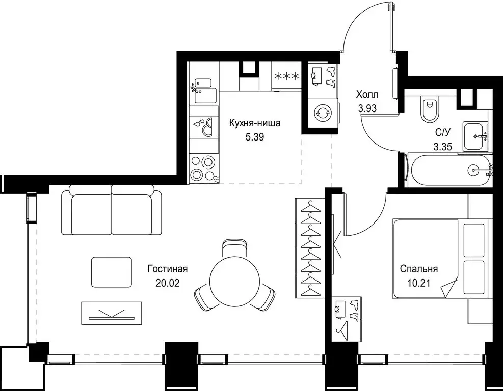 1-комнатная квартира: Москва, Верейская улица, 29с32Д (42.9 м) - Фото 1