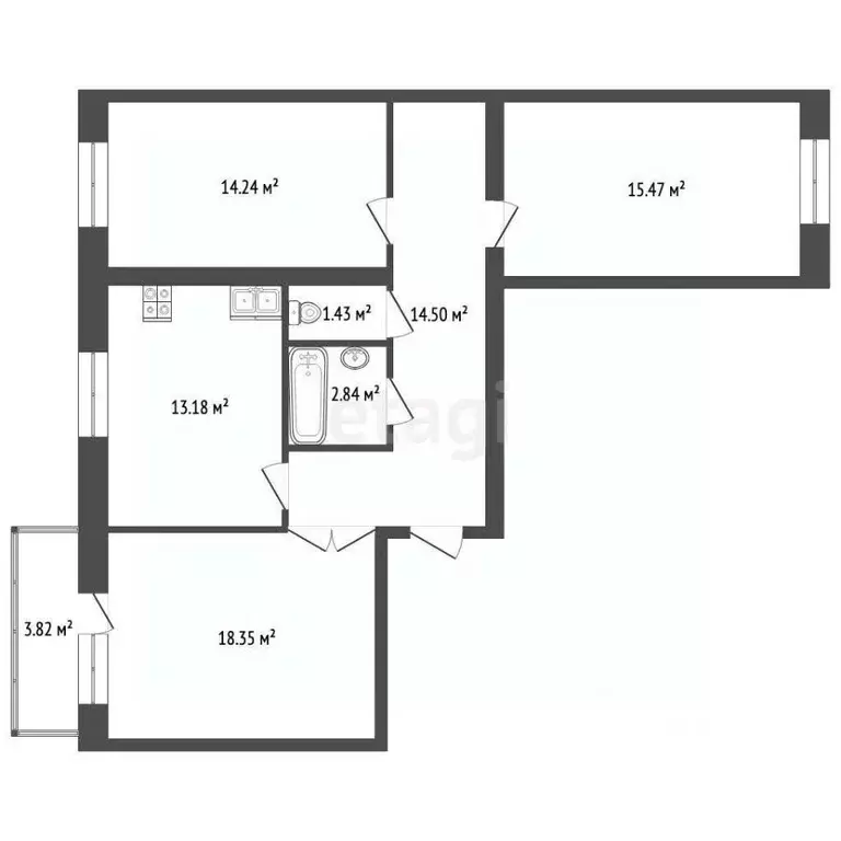 3-к кв. Мордовия, Саранск ул. Васенко, 7Гк2 (80.0 м) - Фото 1