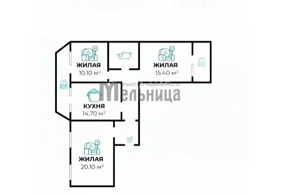 3-к кв. Волгоградская область, Волгоград ул. Хиросимы, 20 (76.7 м) - Фото 1