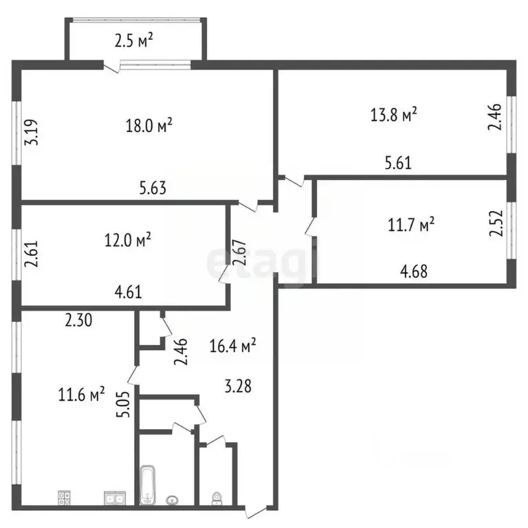 4-к кв. Санкт-Петербург ул. Ильюшина, 6 (88.3 м) - Фото 1