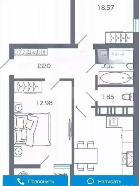 2-комнатная квартира: село Николаевка, Челышевская улица, 3 (59.7 м) - Фото 1