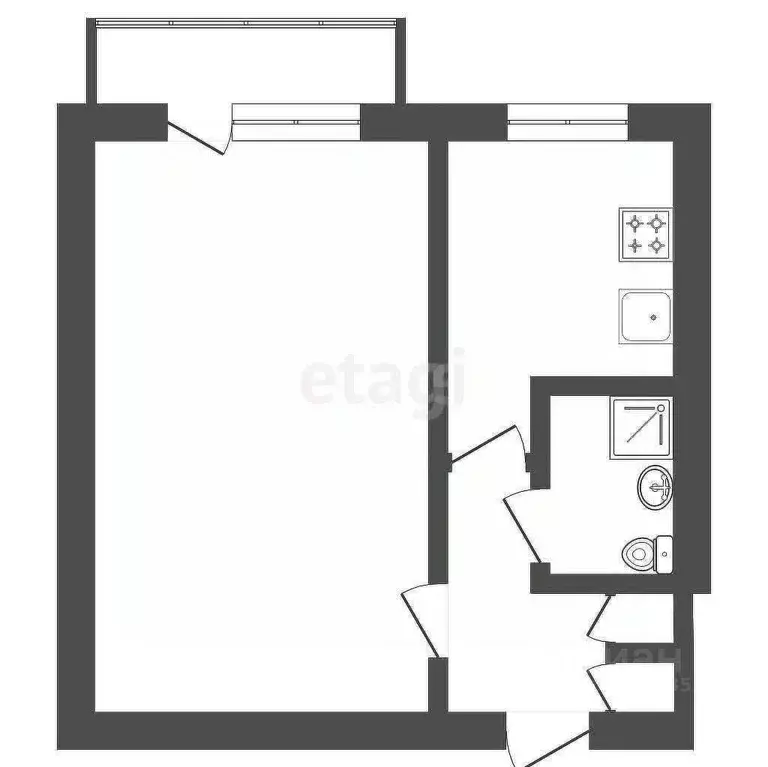 1-к кв. Кемеровская область, Юрга ул. Кирова, 27В (28.9 м) - Фото 1