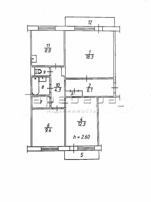 3-к. квартира, 65,5 м, 4/9 эт. - Фото 0