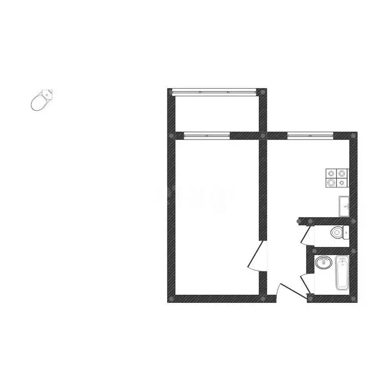 1-комнатная квартира: Курган, улица Карельцева, 84 (36 м) - Фото 1