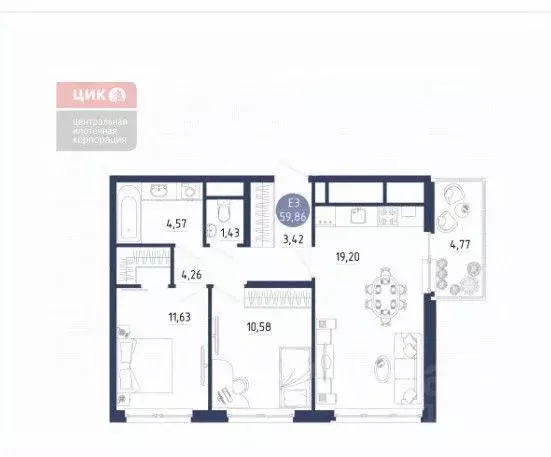 2-к кв. Рязанская область, Рязанский муниципальный округ, с. Дядьково ... - Фото 2