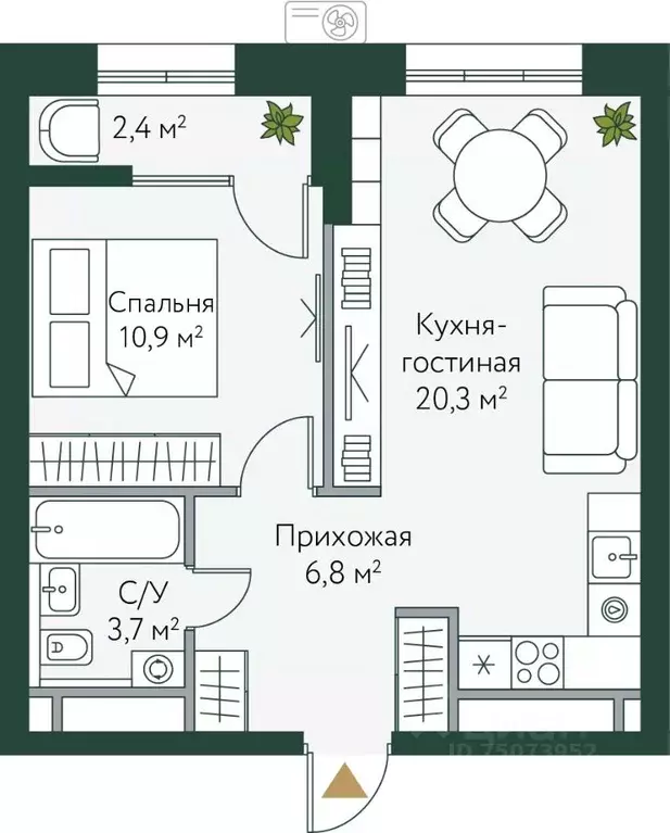 1-к кв. Волгоградская область, Волгоград Новосибирская ул., 74с1 (44.1 ... - Фото 0