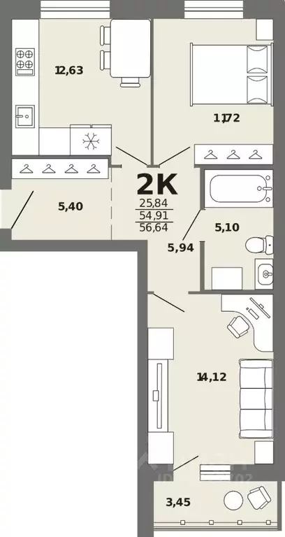 2-к кв. Алтай, Майминский район, с. Майма  (56.64 м) - Фото 1