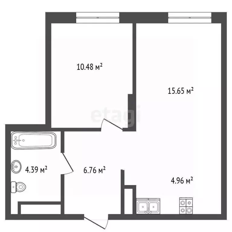 1-к кв. Тюменская область, Тюмень ул. Андрея Кореневского, 5 (42.24 м) - Фото 1