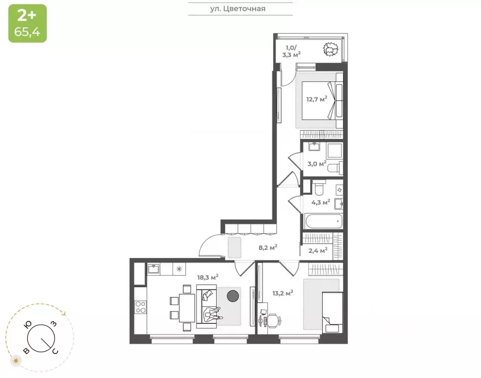 2-к кв. Тверская область, Тверь Соминка мкр,  (63.1 м) - Фото 0
