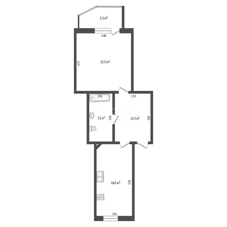 1-комнатная квартира: Тюмень, Олимпийская улица, 11 (57 м) - Фото 1