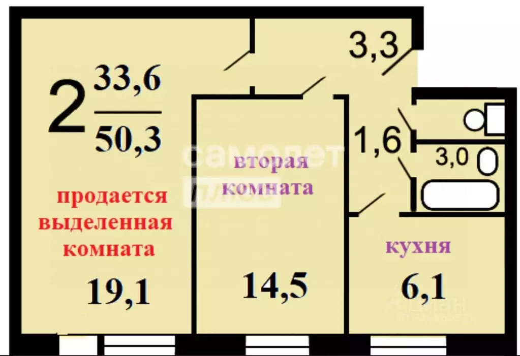 Комната Москва Днепропетровская ул., 3К4 (19.1 м) - Фото 1