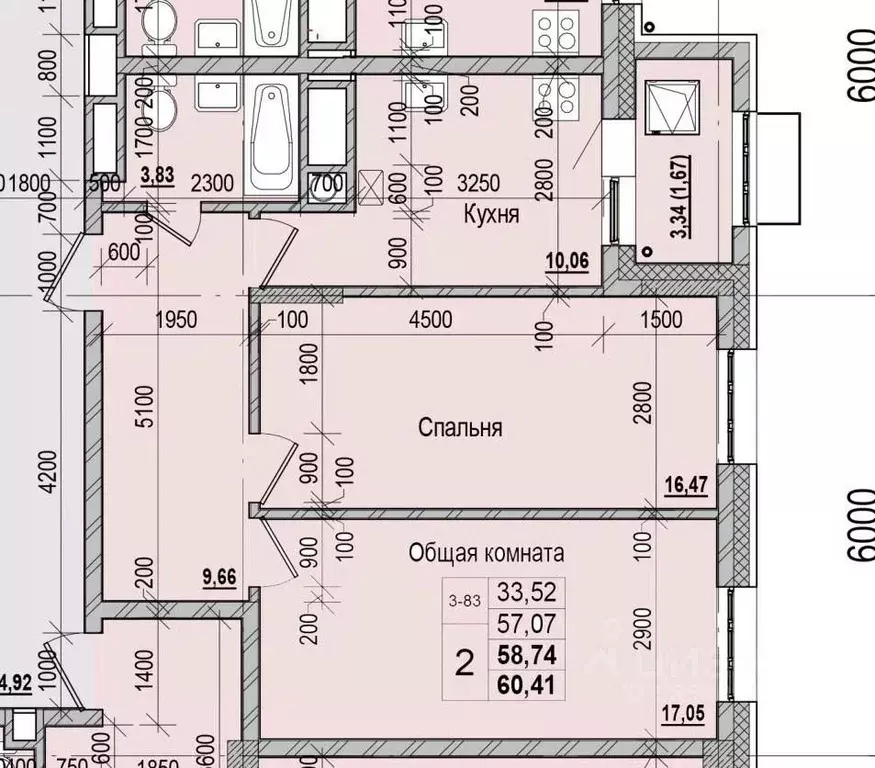 2-к кв. Саха (Якутия), Якутск ул. Чкалова, 47 (58.74 м) - Фото 1