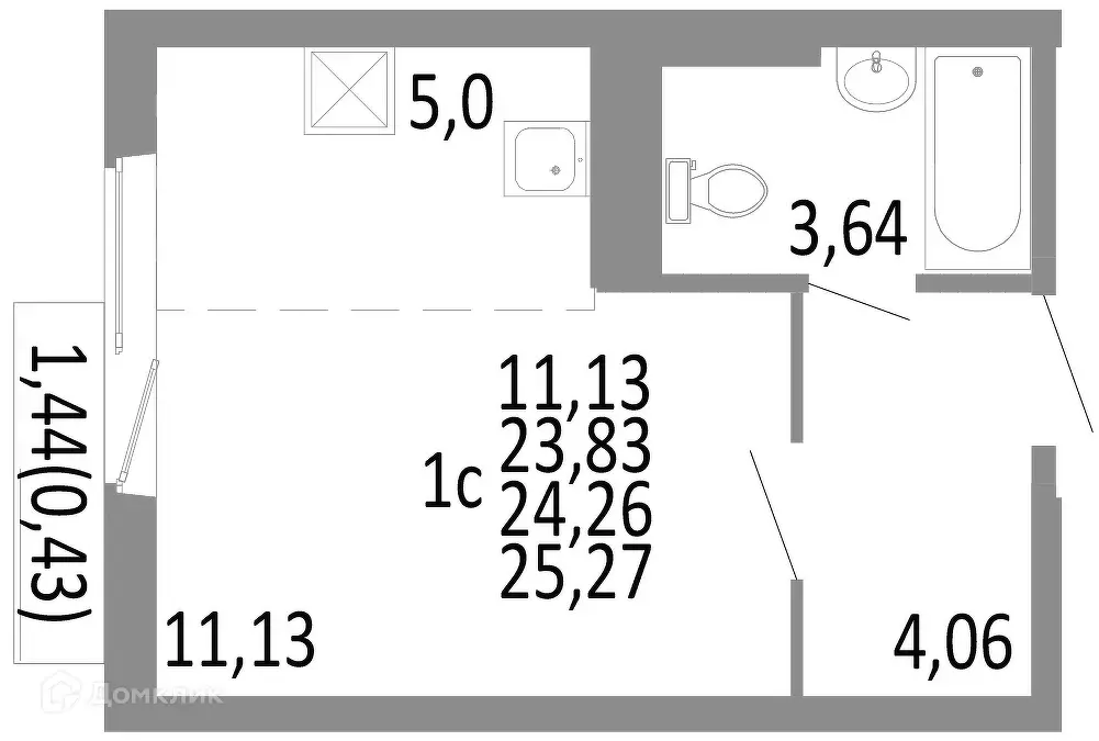 Продаётся квартира-студия, 24.26 м - Фото 0