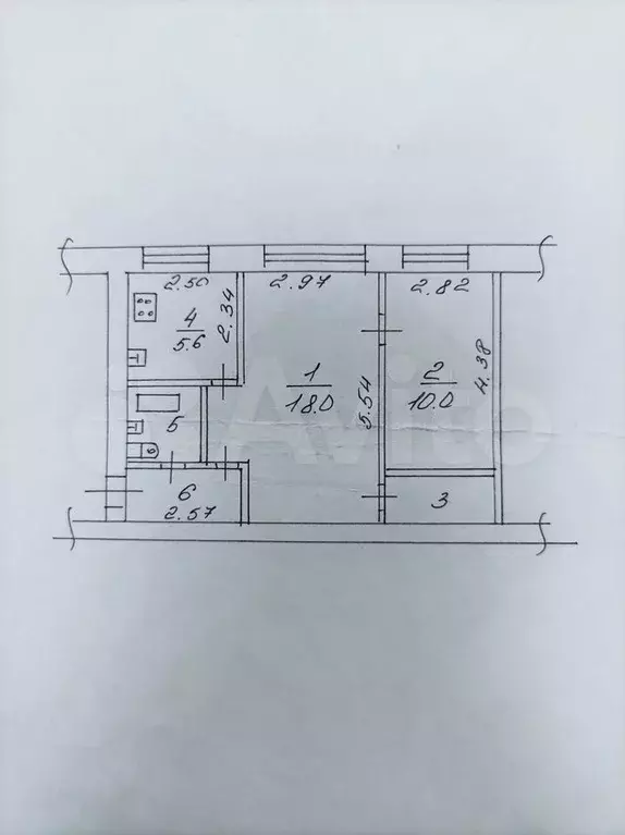 2-к. квартира, 41,8 м, 1/5 эт. - Фото 0