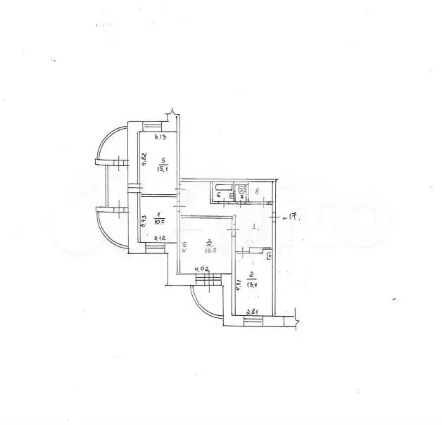 3-к. квартира, 79,6 м, 5/5 эт. - Фото 0