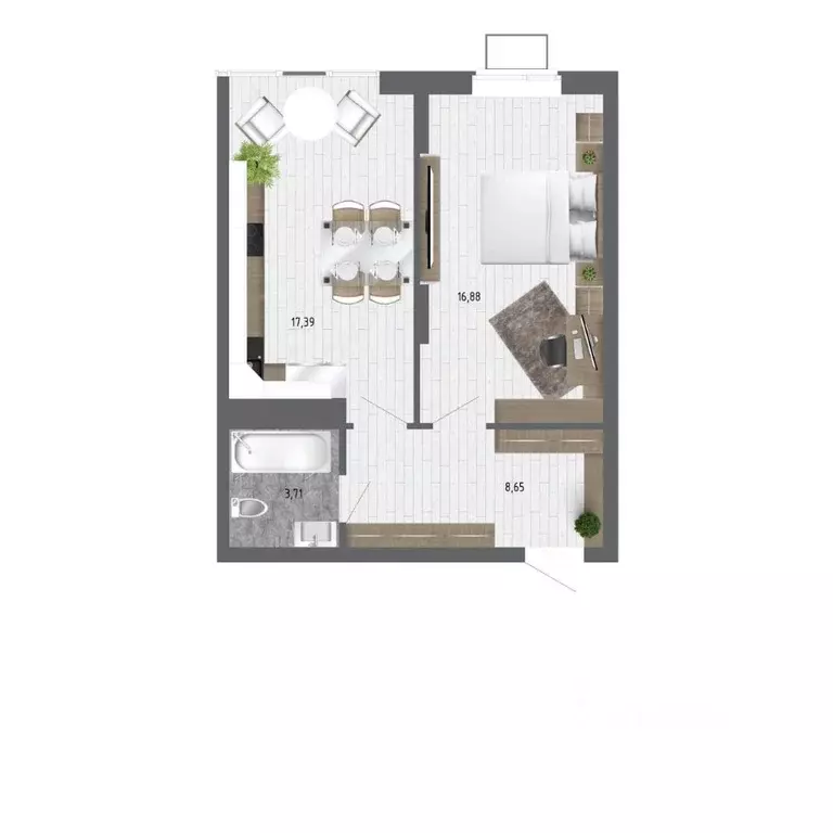 1-к кв. Воронежская область, с. Новая Усмань ул. Ленина, 312А (44.7 м) - Фото 1