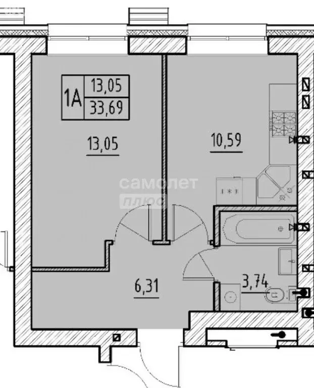 1-комнатная квартира: Высокая Гора, Вторая Ударная улица, 5 (33.69 м) - Фото 1