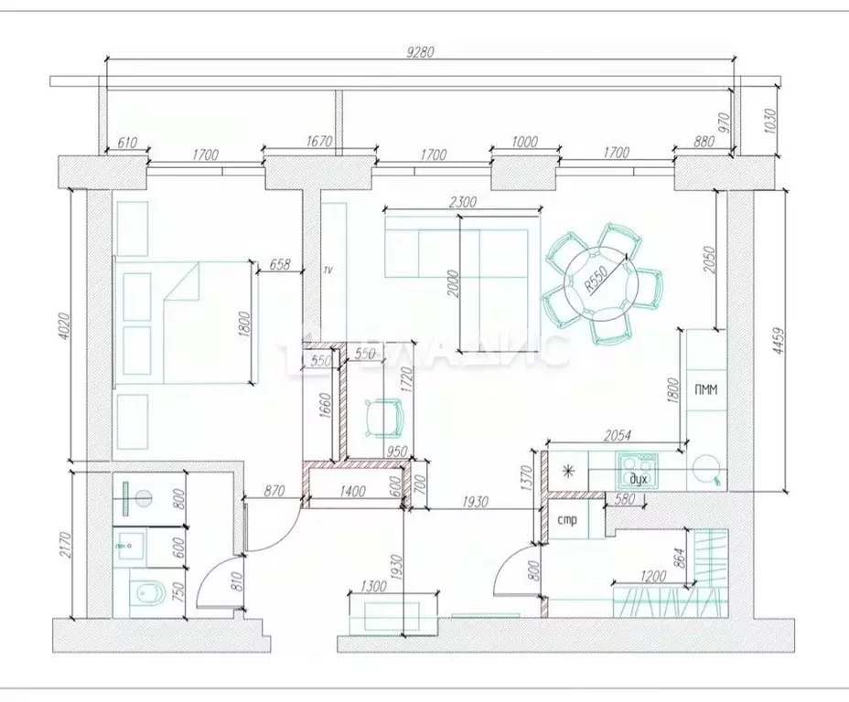 2-к кв. Башкортостан, Уфа ул. Пархоменко, 156А (58.9 м) - Фото 2