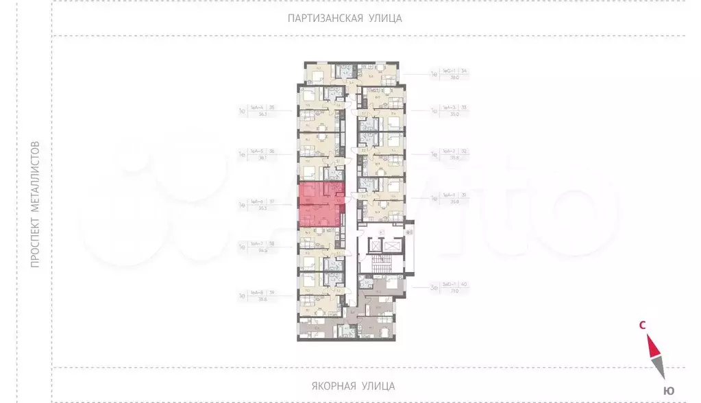1-к. квартира, 35,3 м, 6/10 эт. - Фото 1