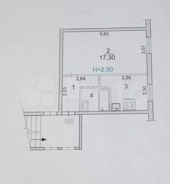 1-к. квартира, 31 м, 5/5 эт. - Фото 0