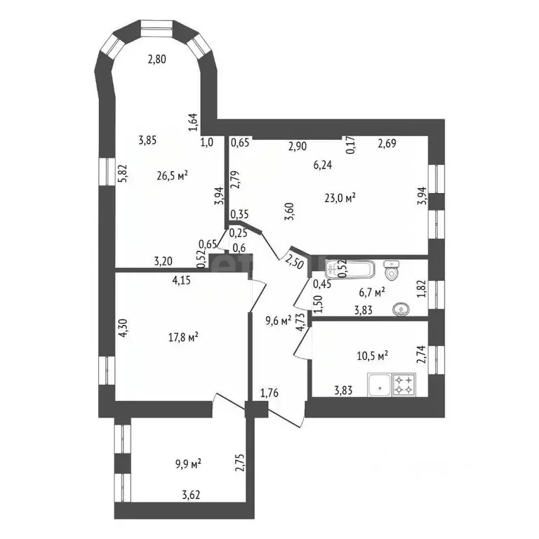3-к кв. Башкортостан, Уфа Коммунистическая ул., 75 (104.0 м) - Фото 2