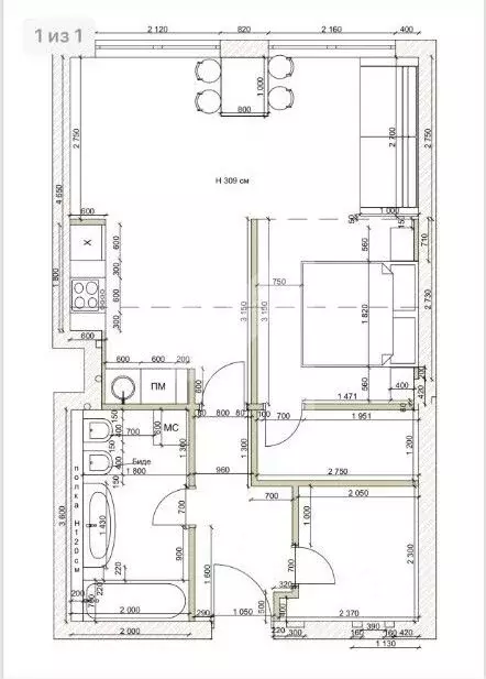 2-к кв. Москва 3-й Красносельский пер., 19С4 (57.0 м) - Фото 2