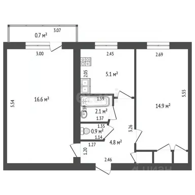 2-к кв. Забайкальский край, Чита Белорусская ул., 48 (54.0 м) - Фото 0