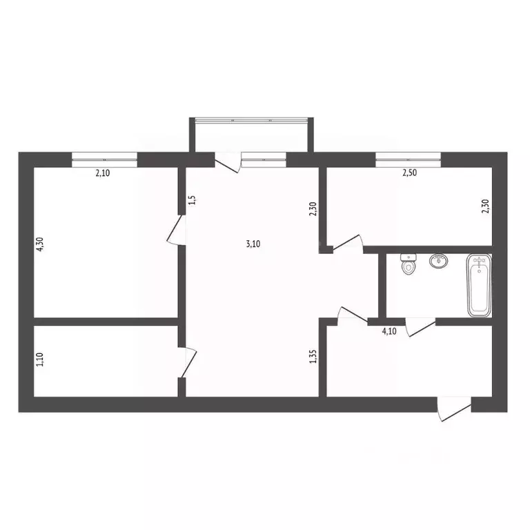 2-к кв. Амурская область, Прогресс пгт Ленинградская ул., 38 (45.1 м) - Фото 1