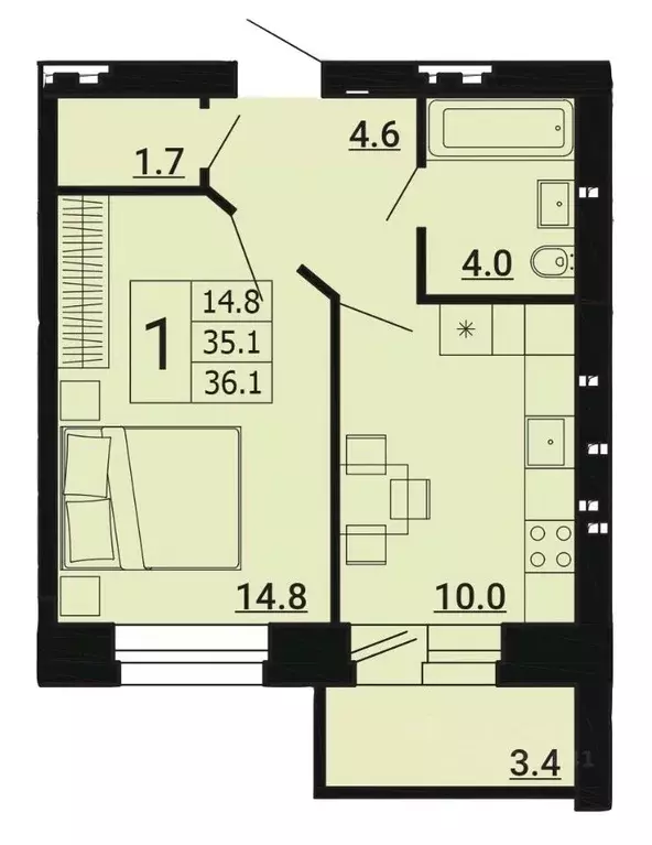 1-к кв. Орловская область, Орловский район, д. Образцово бул. Героев, ... - Фото 1