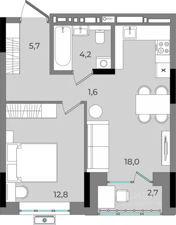 1-к кв. Удмуртия, Ижевск Северо-Западный жилрайон, 2-й мкр, Новый ... - Фото 1