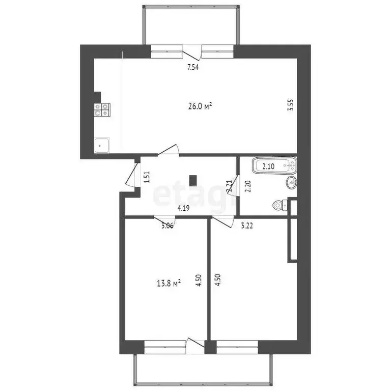 2-комнатная квартира: Севастополь, улица Степаняна, 8 (66.7 м) - Фото 0
