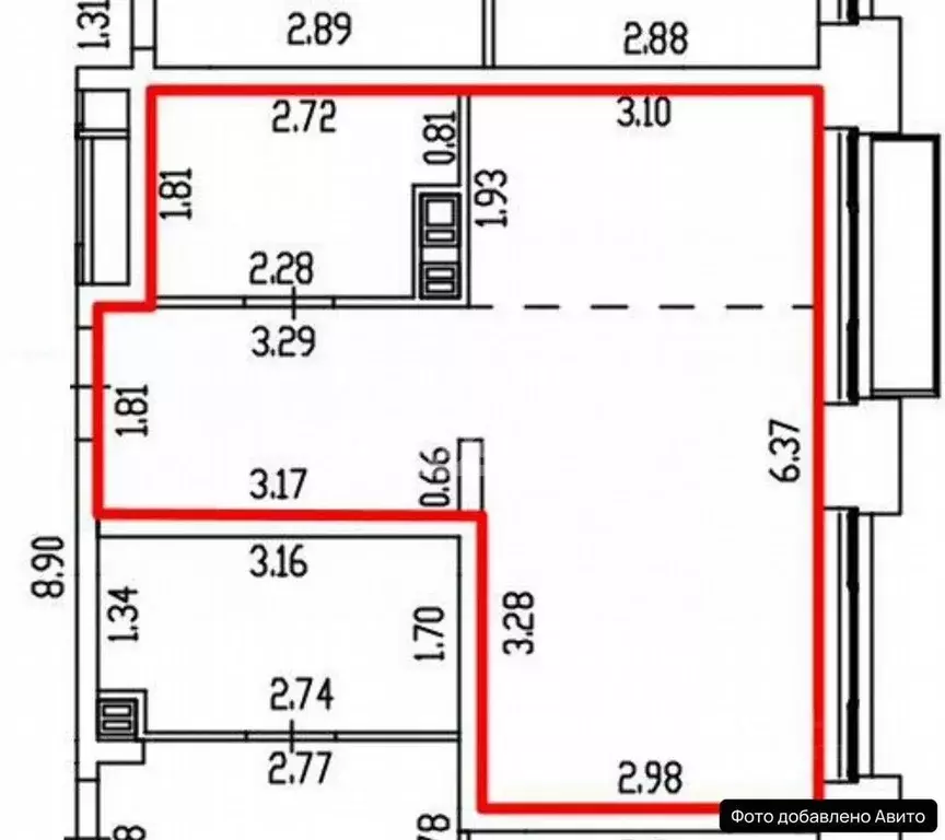 Студия Тюменская область, Тюмень ул. Новоселов, 90 (29.7 м) - Фото 2