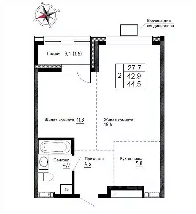 2-к кв. Приморский край, Надеждинский район, пос. Новый ул. Ленина, ... - Фото 1