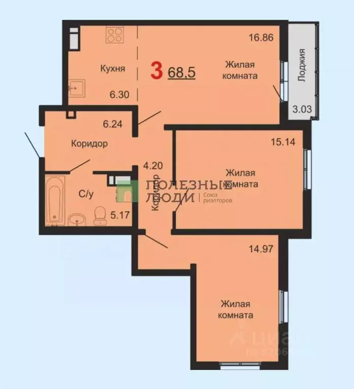 3-к кв. Курганская область, Курган Заозерный жилрайон, 1-й мкр, 12 ... - Фото 2