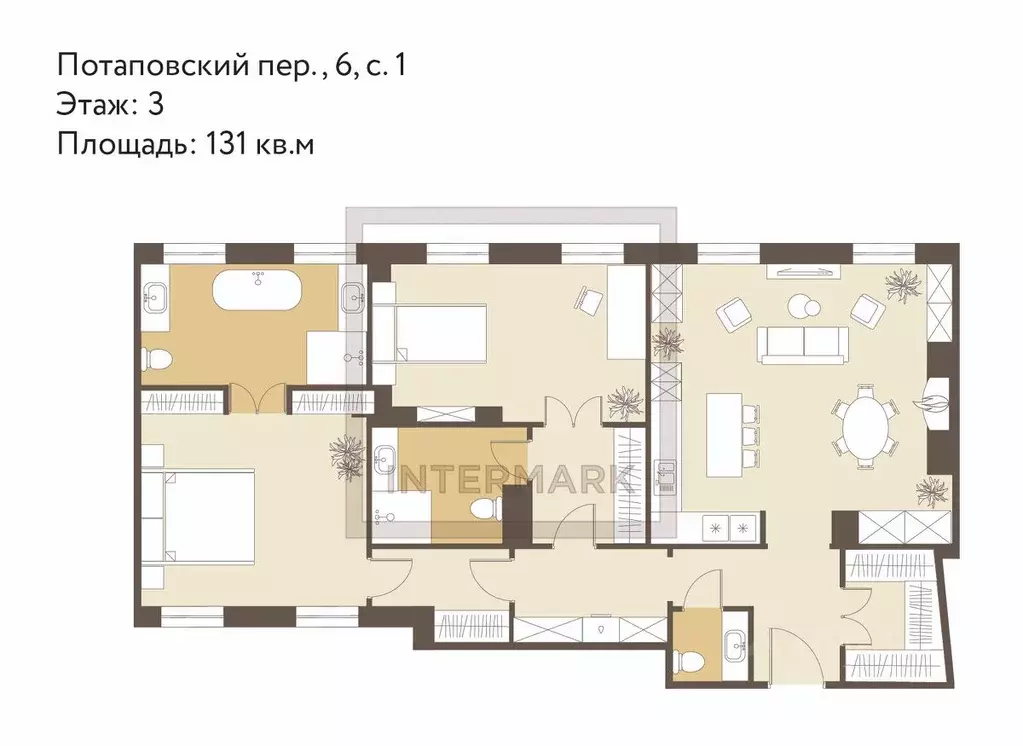 3-к кв. Москва Потаповский пер., 6С1 (131.0 м) - Фото 2