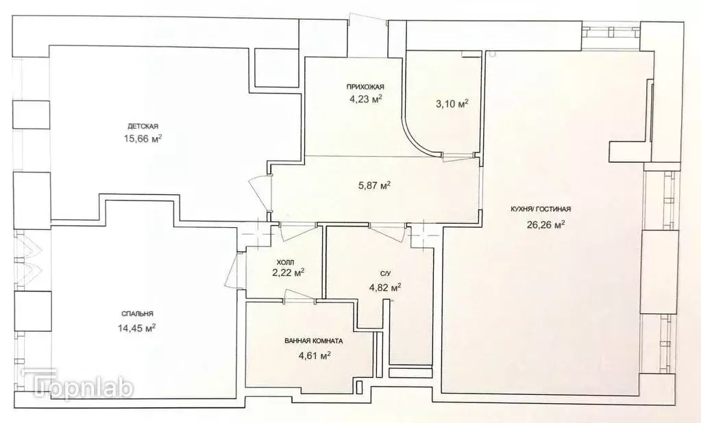 3-к кв. Татарстан, Казань Большая Красная ул., 57а (82.6 м) - Фото 2