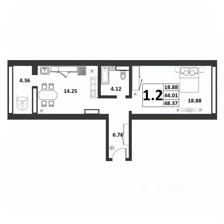 1-к кв. Новгородская область, Великий Новгород ул. Якова Павлова, 15 ... - Фото 1