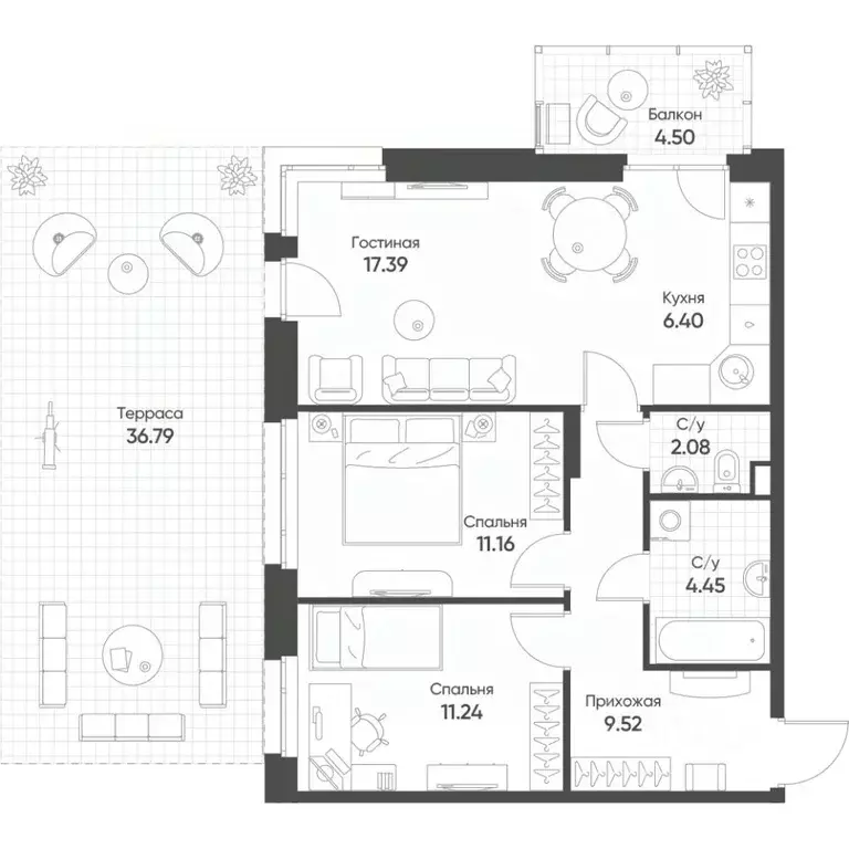 3-к кв. Татарстан, Казань ул. Гаврилова, 7к1 (74.3 м) - Фото 1