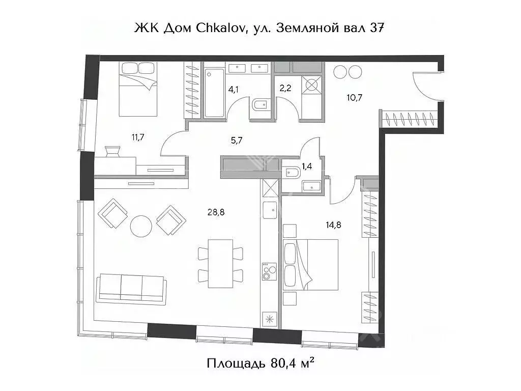 2-к кв. Москва пл. Курского Вокзала, 1 (80.4 м) - Фото 1
