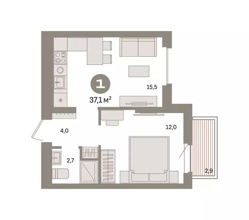 1-комнатная квартира: Екатеринбург, жилой район Сортировочный, ... - Фото 2